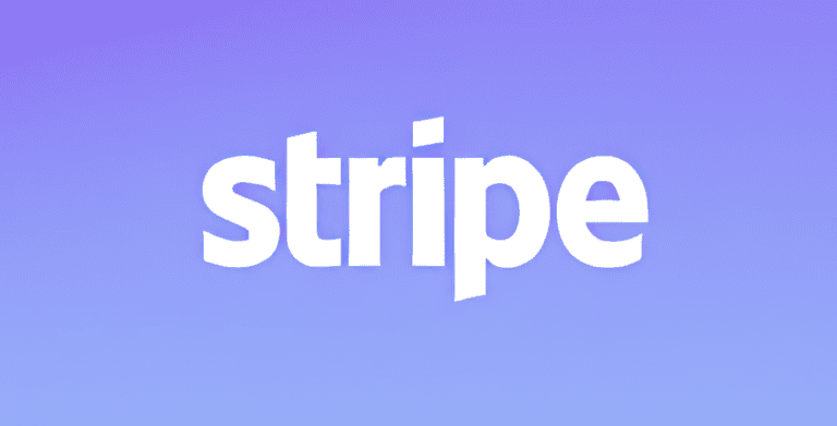 Stripe logo in white text on a purple background